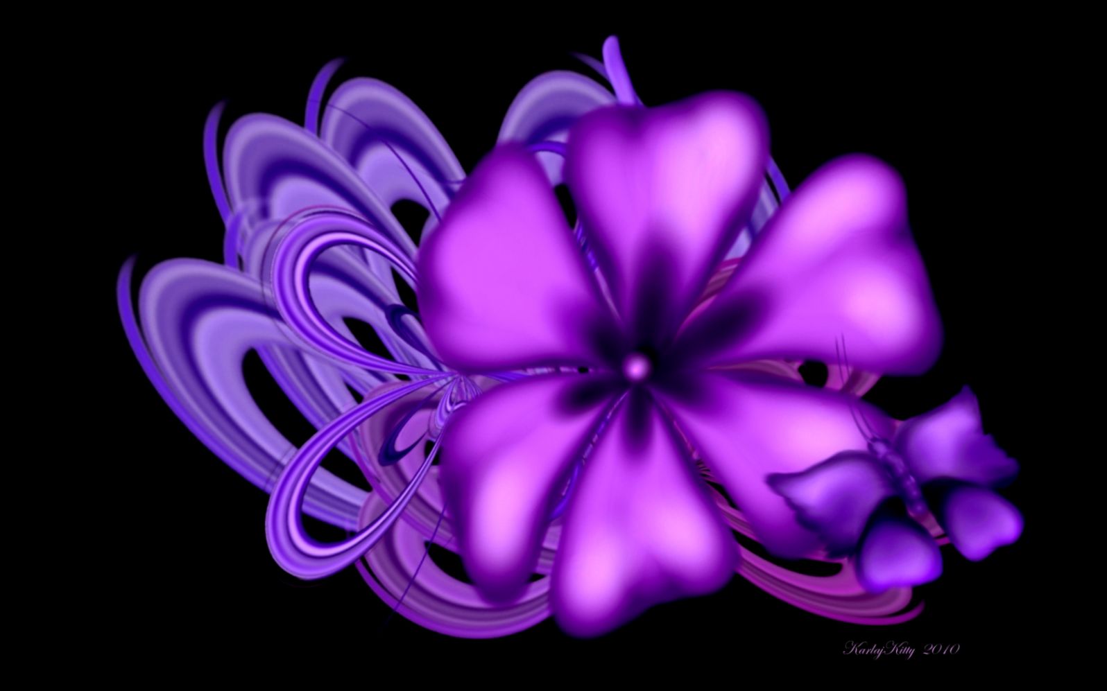 Wallpapers Pink And Black Purple Flower Abstract Paint Digital Hd
