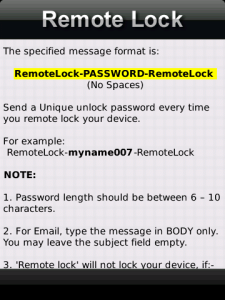 Applications that Can Lock the BlackBerry Using the SMS / Email