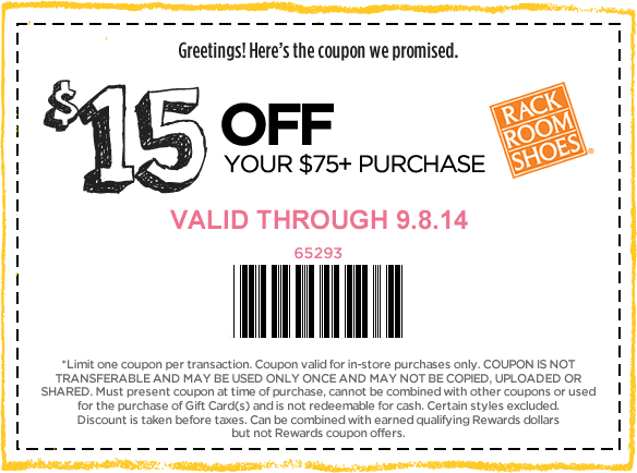 Shoe rack coupons