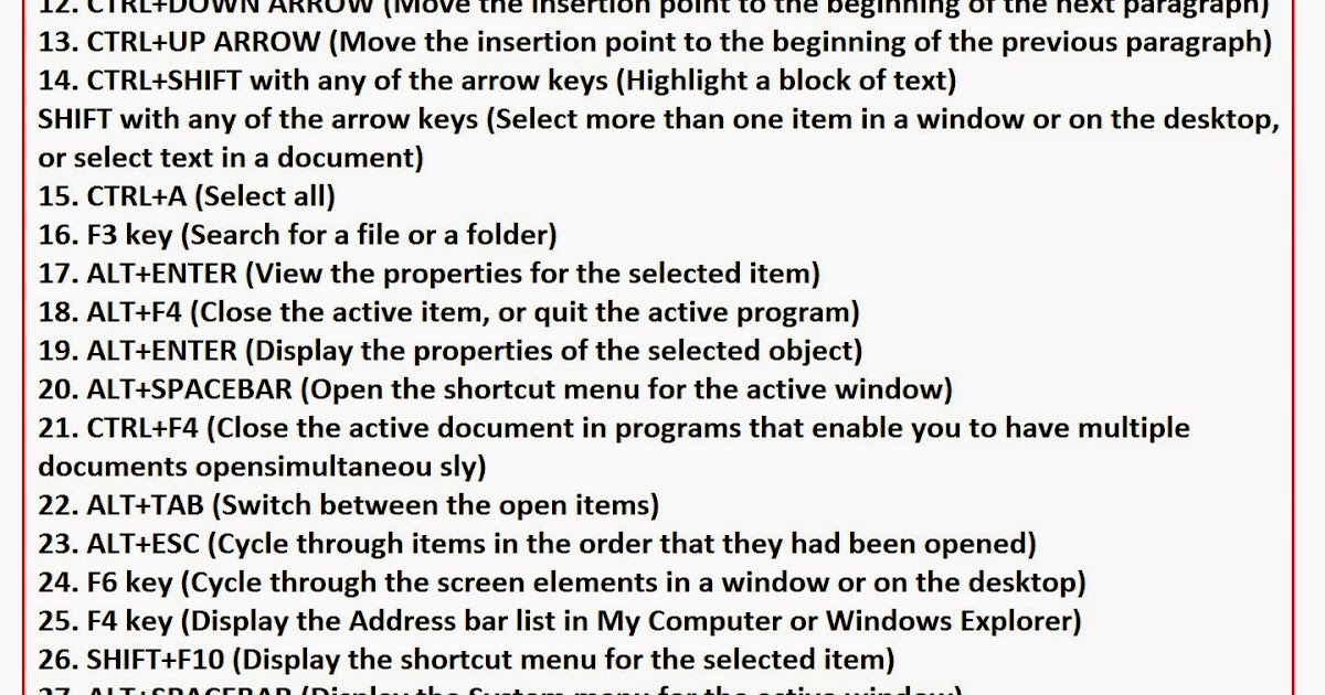 Electrical Engineering World Keyboard Shortcuts (Microsoft Widows)