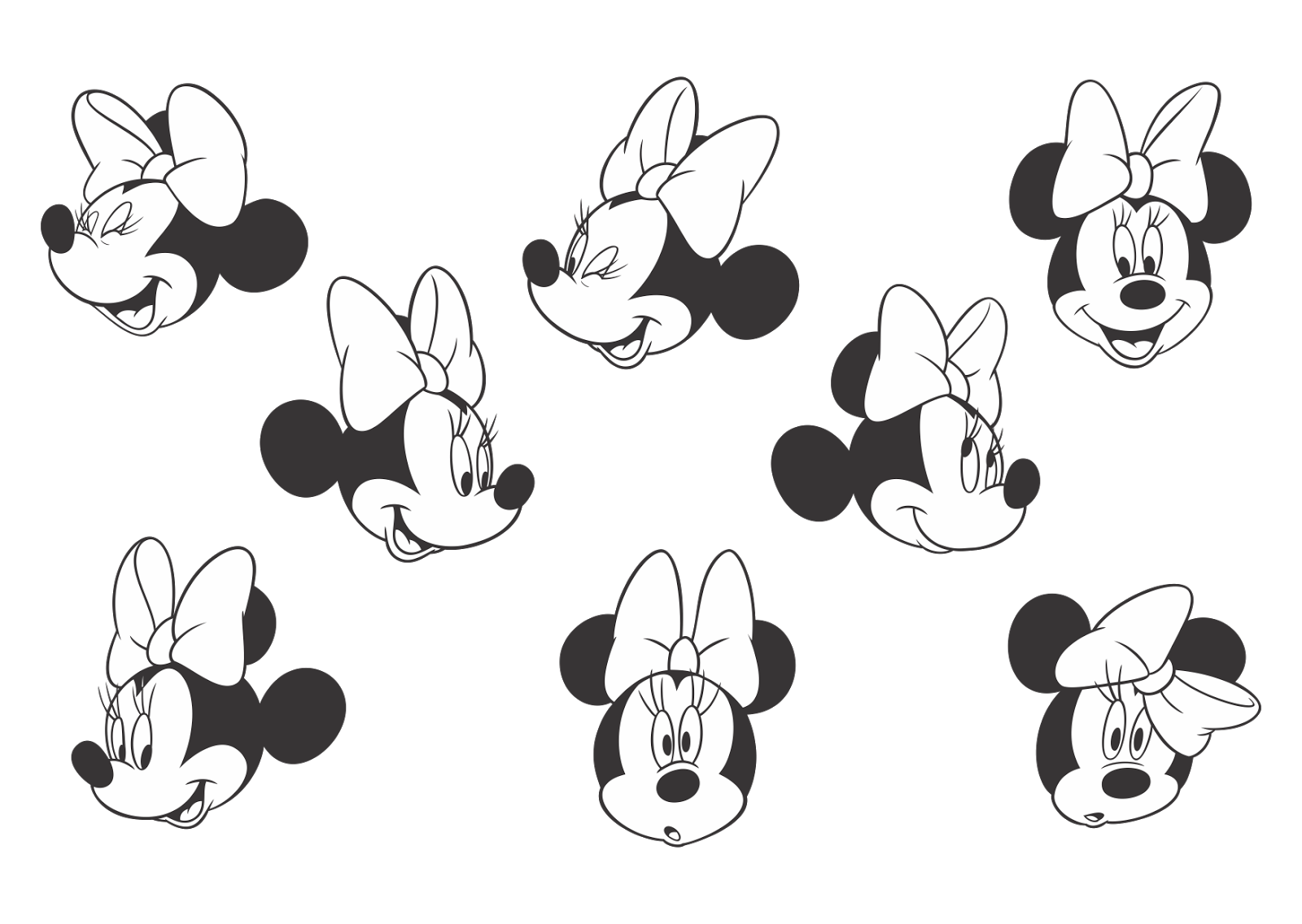 Minnie Mouse (Black-white) Logo Vector ~ Format Cdr, Ai, Eps, Svg, PDF, PNG