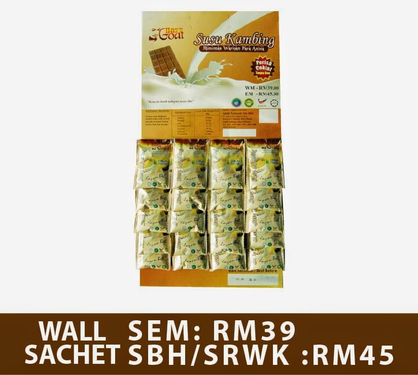 Susu kambing Hayygoat - Papan sachet Coklat 23g x20paket kecil