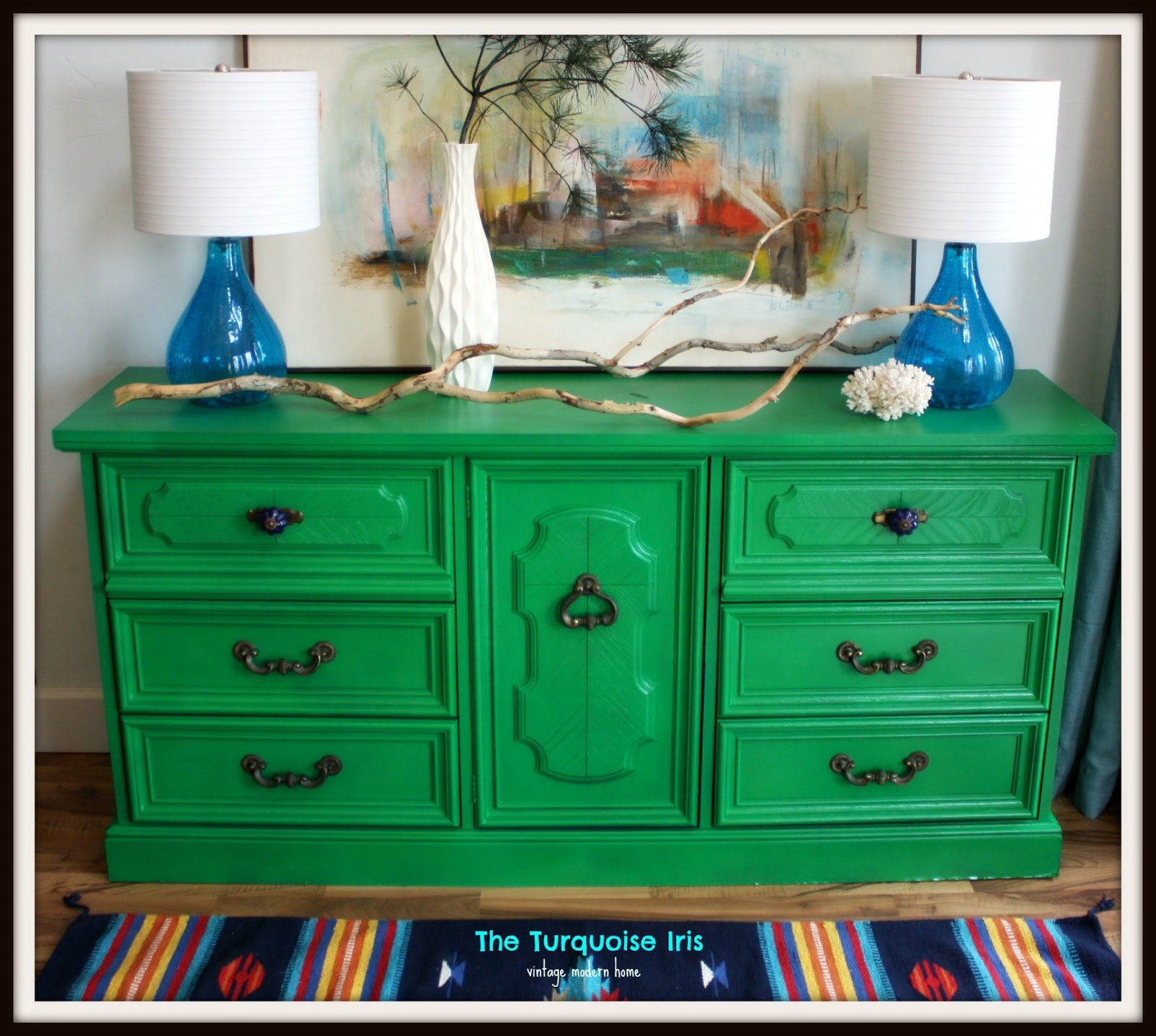 The Turquoise Iris Furniture Art Vintage Dresser In Emerald