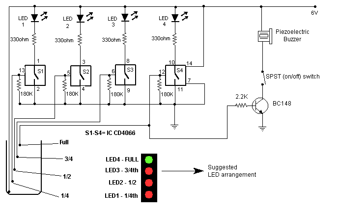 Alarm Water Level Indicator |Electronic Schematic Circuit Diagram 