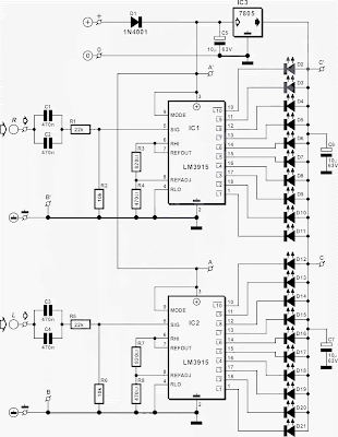 Stereo LED Power (VU) Meter schematic