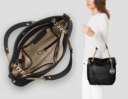 michael kors jet set chain shoulder to genuine leather