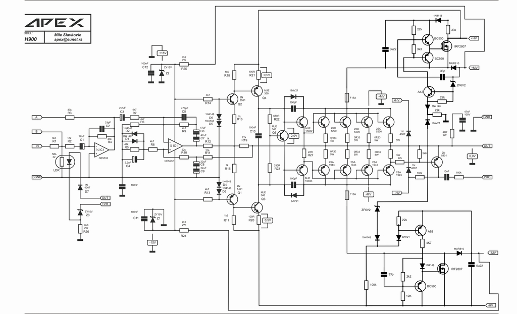 koleksi skema power ampli by pyon sound: skema power class H