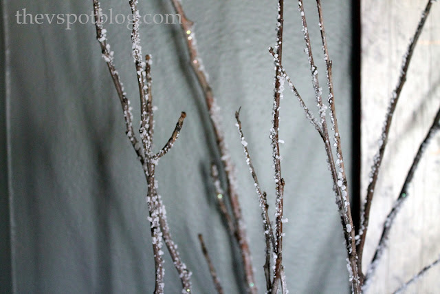 Christmas, decor, decorations, holiday, epsom salt, easy, snowy, sticks, branches, floral design