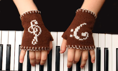 Fingerless Gloves with Musical Symbols