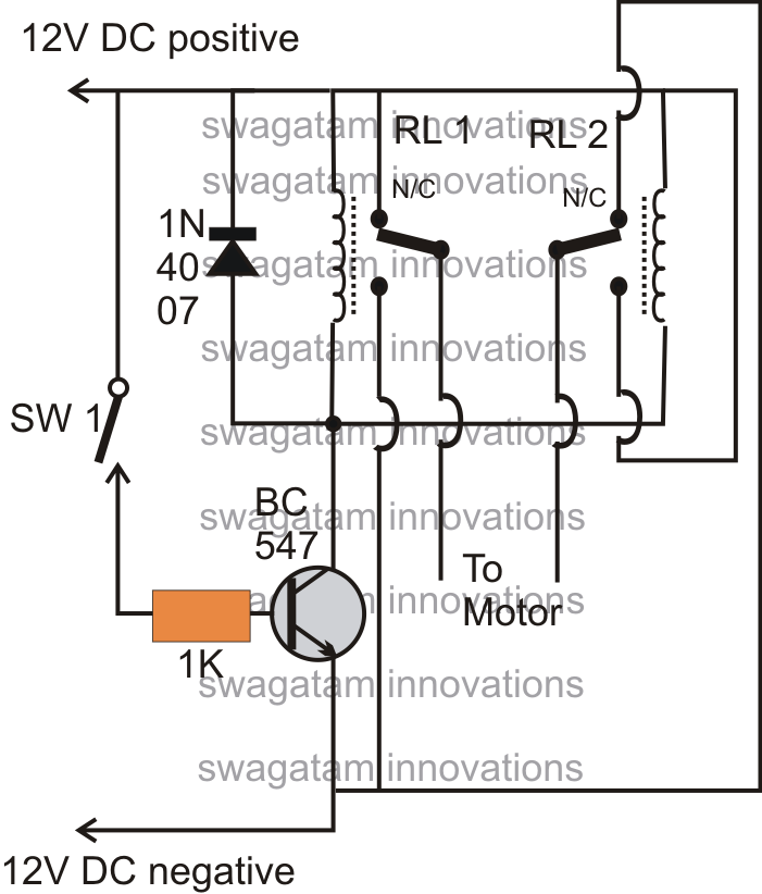 Operating a DC Motor Clockwise/Anticlockwise with a Single Switch