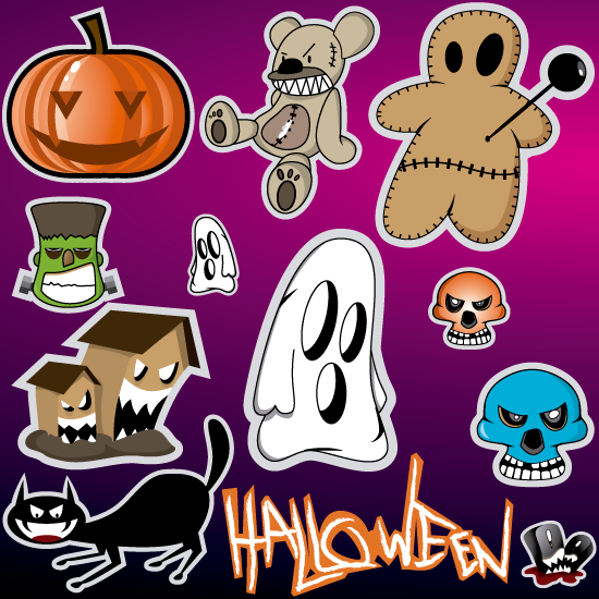 Iconos siniestros tipo cartoon de Halloween