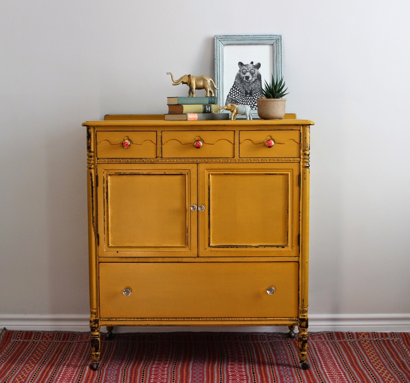 Poppyseed Creative Living Yellow Tallboy Dresser