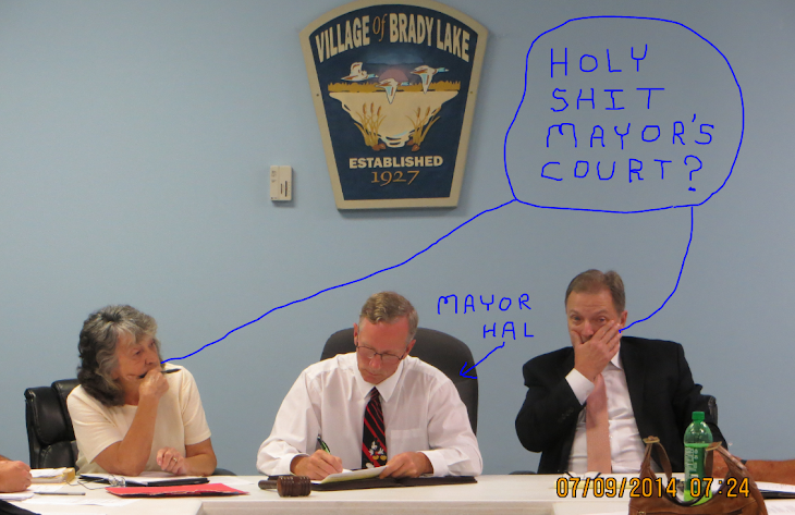 The Brady Lake Village clerk gang is actually talking about having a mayor's court,NO SHIT !