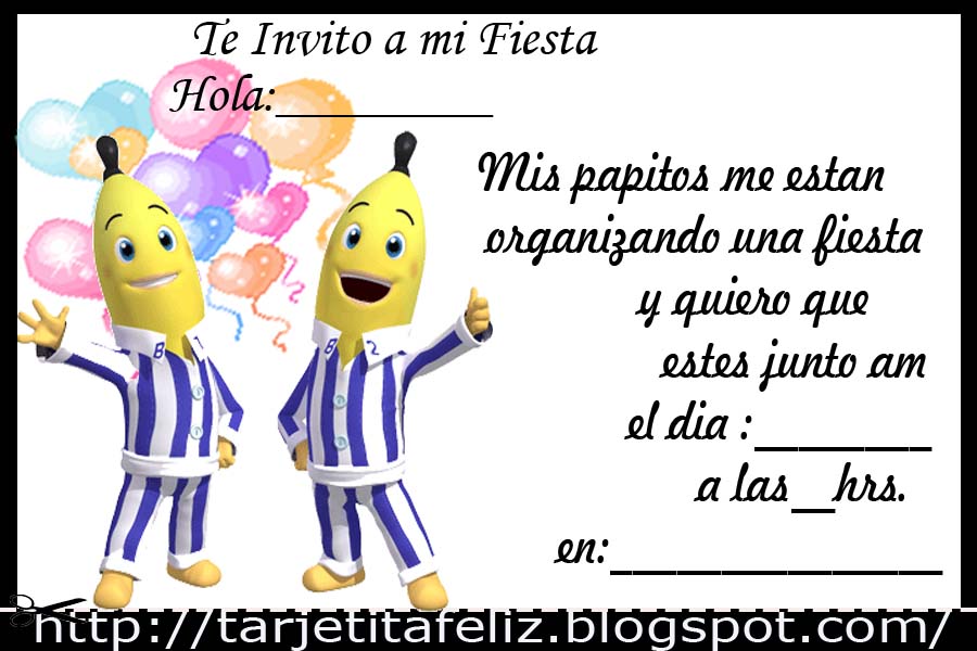 Tarjetas de cumpleaños para imprimir Tarjeta de Bananas en Pijama