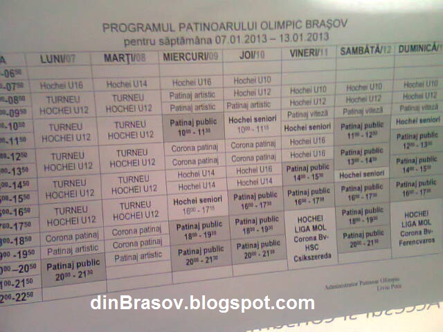 Din Brasov Program Patinaj Public Patinoarul Olimpic 4 13 Ianuarie 2013
