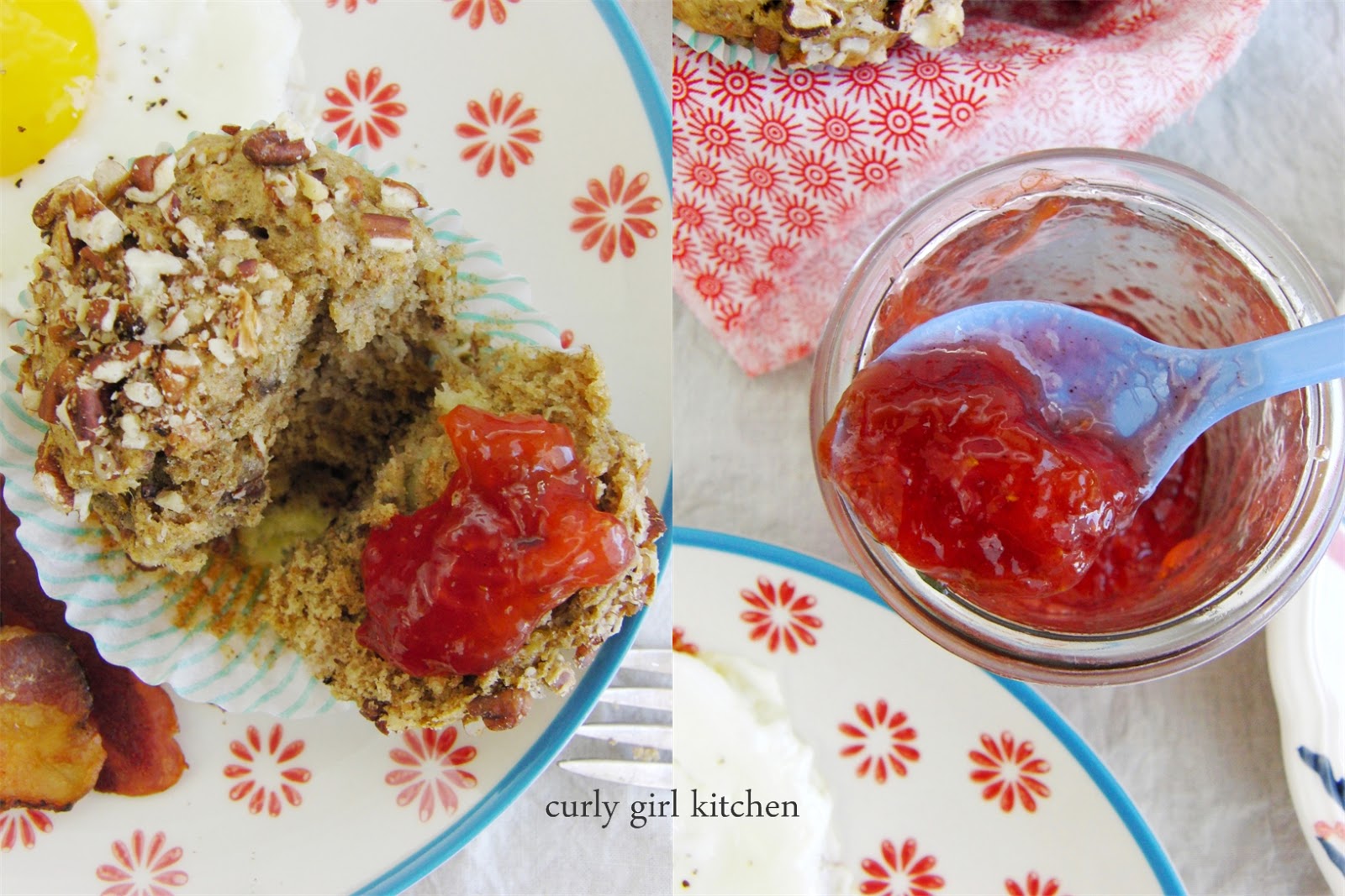 Curly Girl Kitchen Strawberry Rhubarb Jam and Banana Pecan Muffins