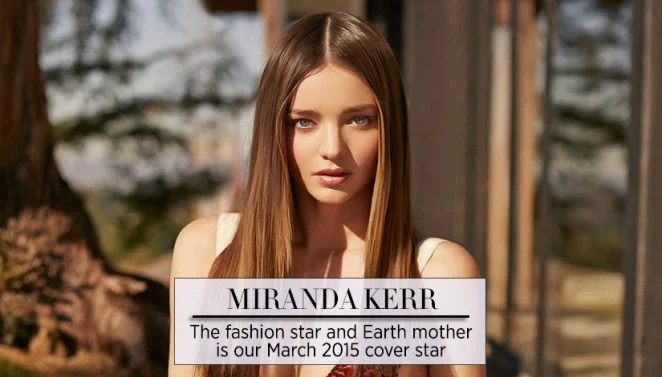 Miranda Kerr in a 70s inspired look for the Harper's Bazaar March 2015 cover