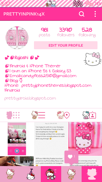 Pretty Droid Themes: Pink Hello Kitty Instagram for Android
