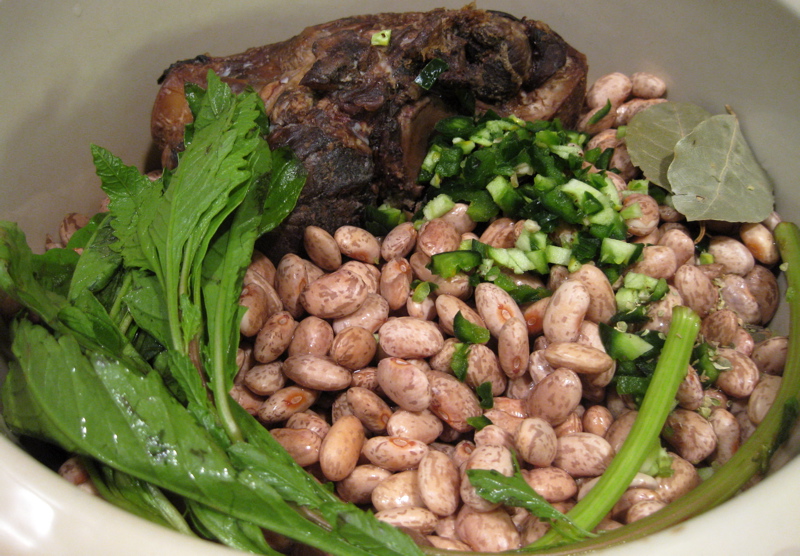 Oishikatta 美味しかった Drunken Pinto Beans w/ Smoked Ham Hock (slow cooker)