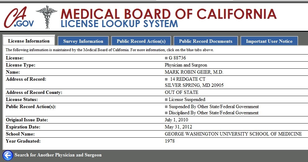 board of medicine california license lookup