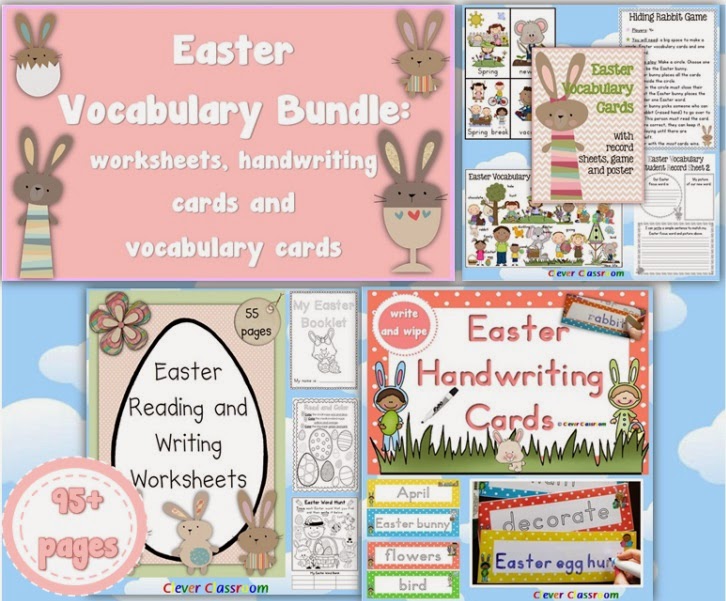 Easter Vocabulary BUNDLE Worksheets, Vocabulary Cards and Handwriting Cards