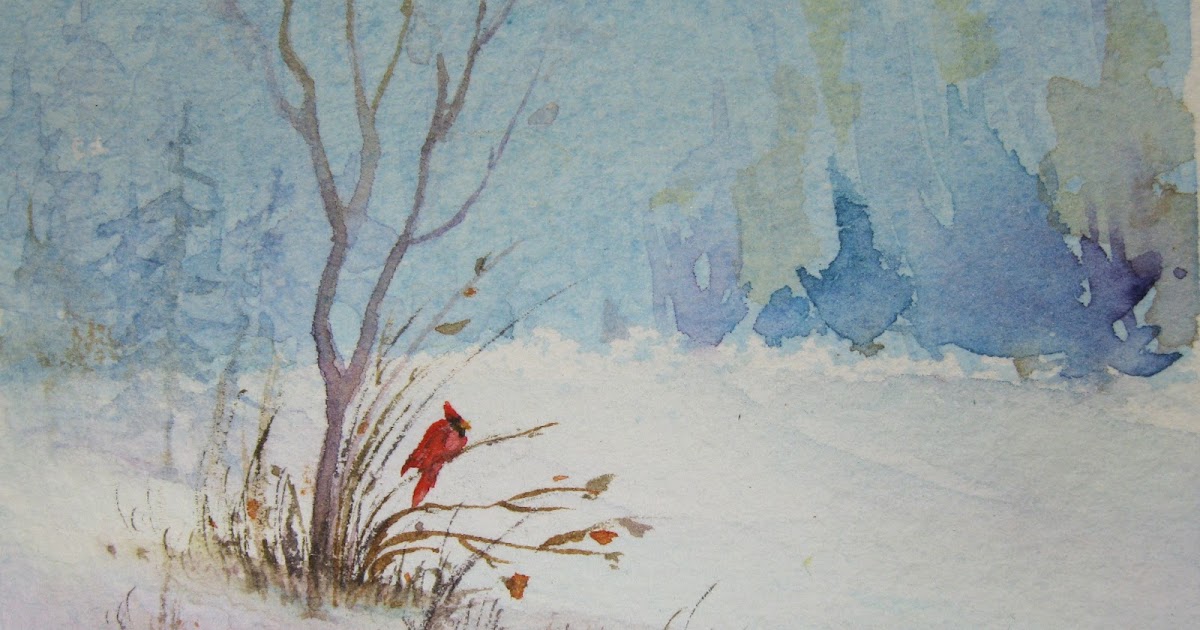 Janis Goldblatt S Art Blog Winter Scene With Cardinal