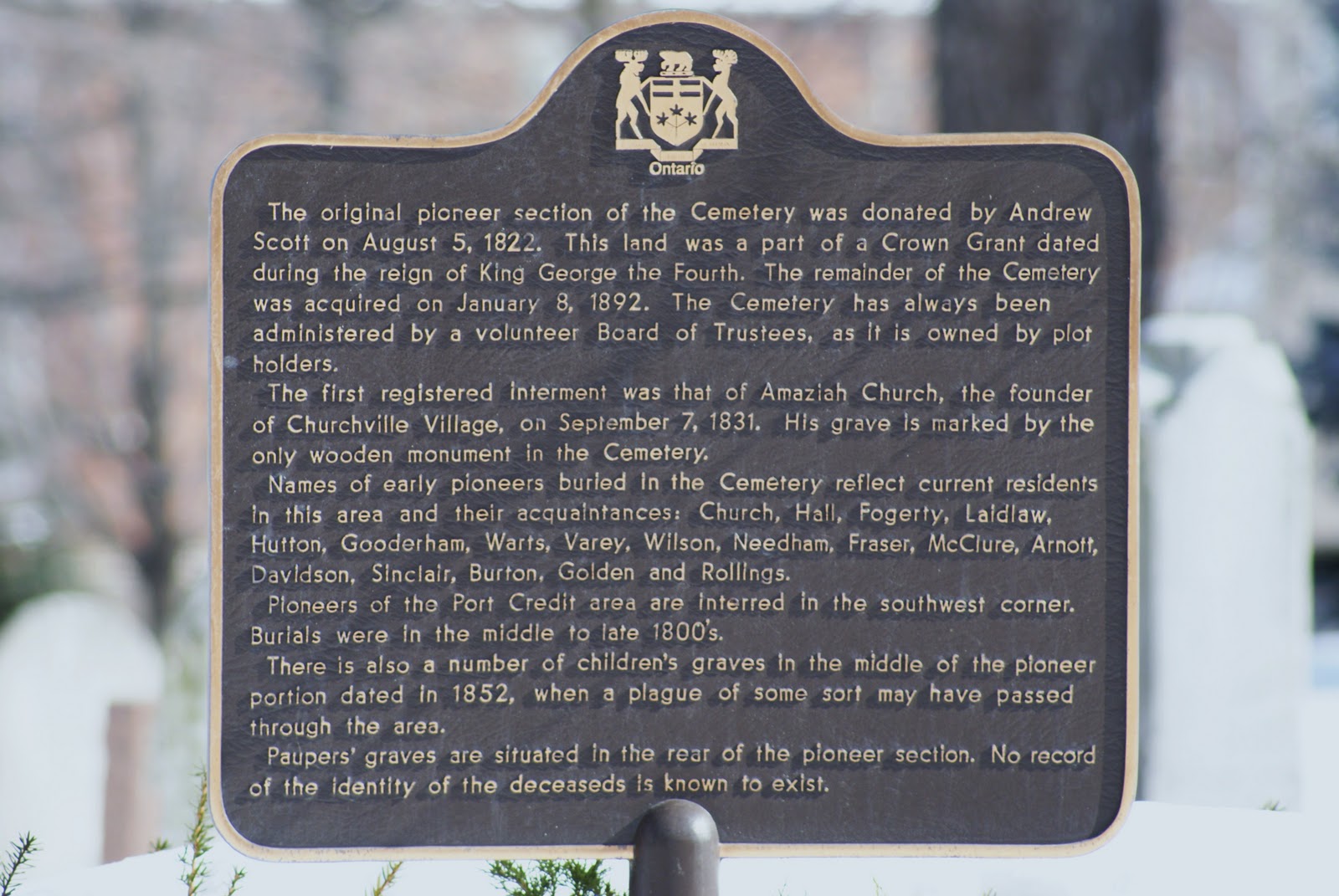 Churchville Cemetery, Brampton