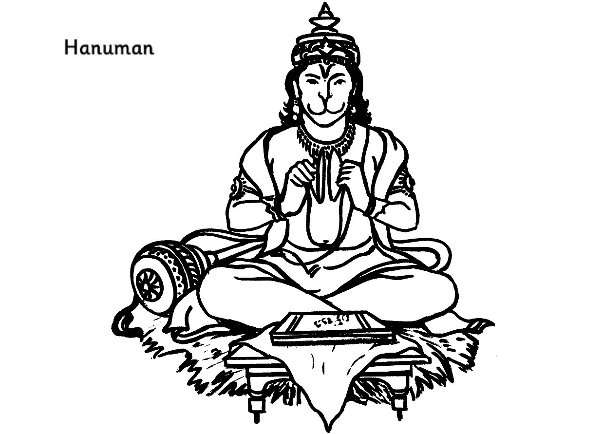 Colour Drawing Free HD Wallpapers: Lord Hanuman Coloring Page Free