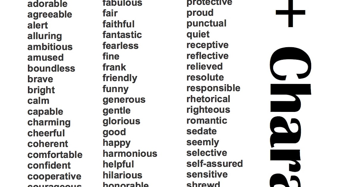 clue a space characters are positive character traits list