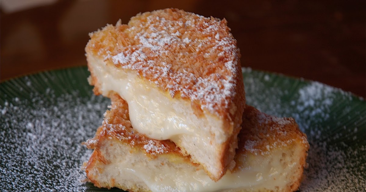 Dollops of Delicious Sweet cream stuffed french toast with cinnamon