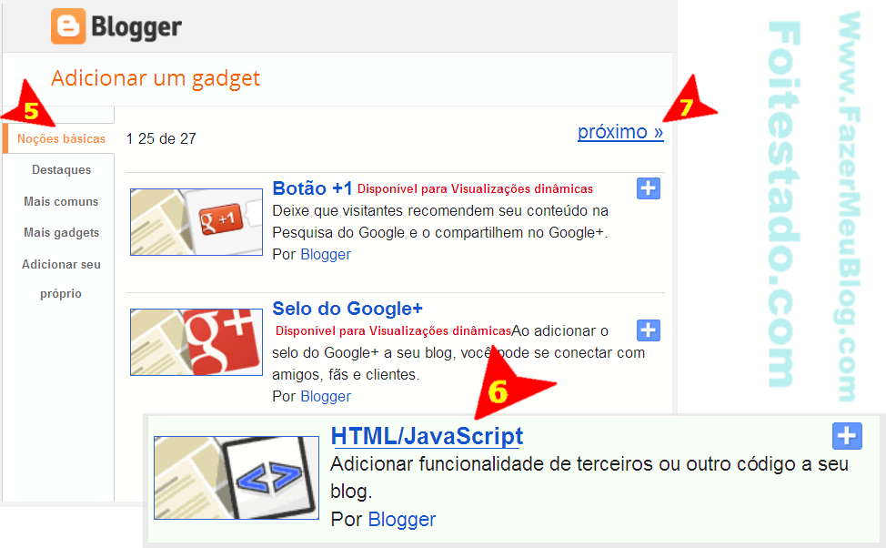 Escolha de gadget pra adicionar código em blog do blogger como escolher gadgets para adicionar códigos em blogs do blogger