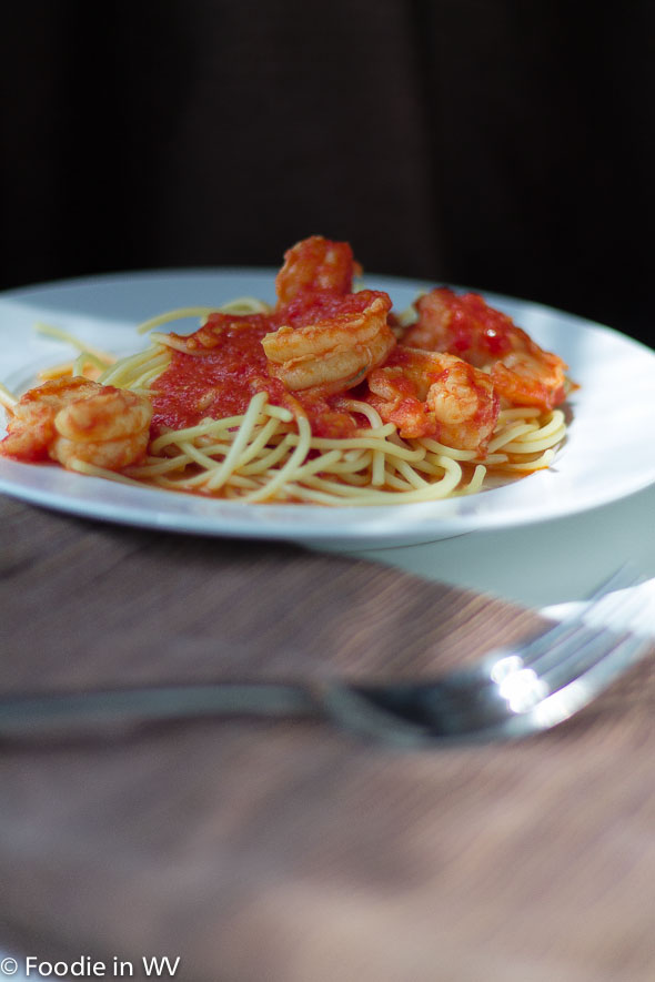 Click for Recipe for Spicy Shrimp Marinara Over Spaghetti 
