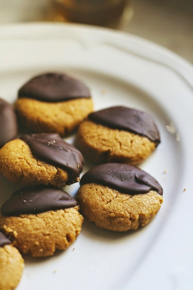 Half Full Easiest Ever ChocolateDipped Peanut Butter Cookies