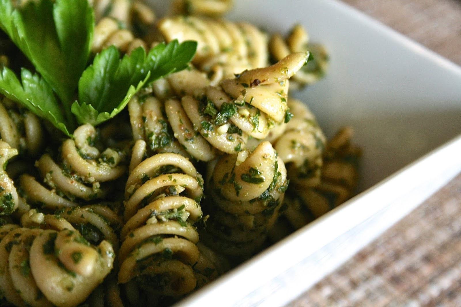 Oregon Transplant Parsley Pesto Pasta