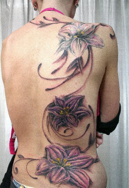 full back lily tattoo design