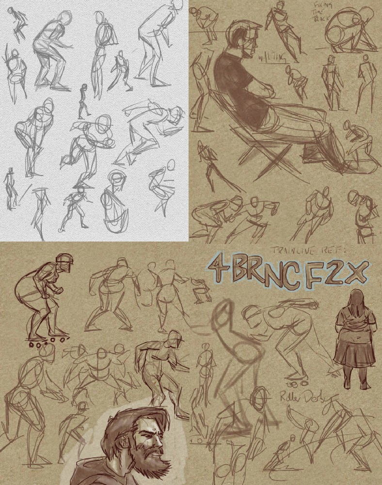 ADAMFF: Roller Derby bout sketches (+ bonus train ticket reference number)