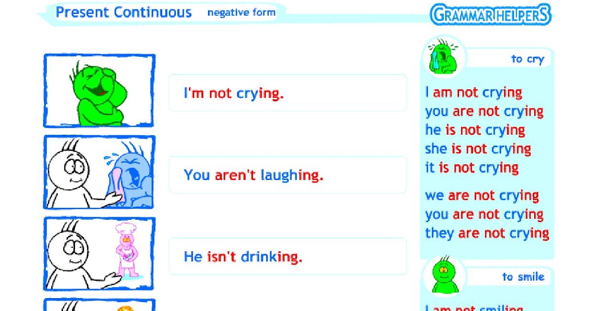 ANGLÈS 3r CICLE PRESENT CONTINUOUS NEGATIVE FORM