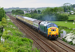 40145 at Llanfair PG with Whistling Slater Railtour