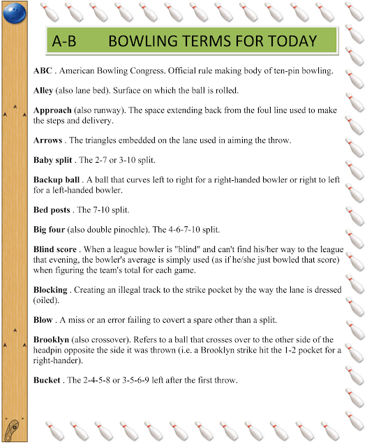 LOVE 2 BOWL BOWLING TERMS FOR TODAY