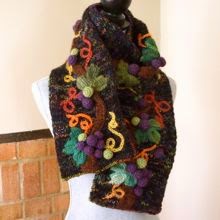 Hand Knitted Scarf: Grape Vines
