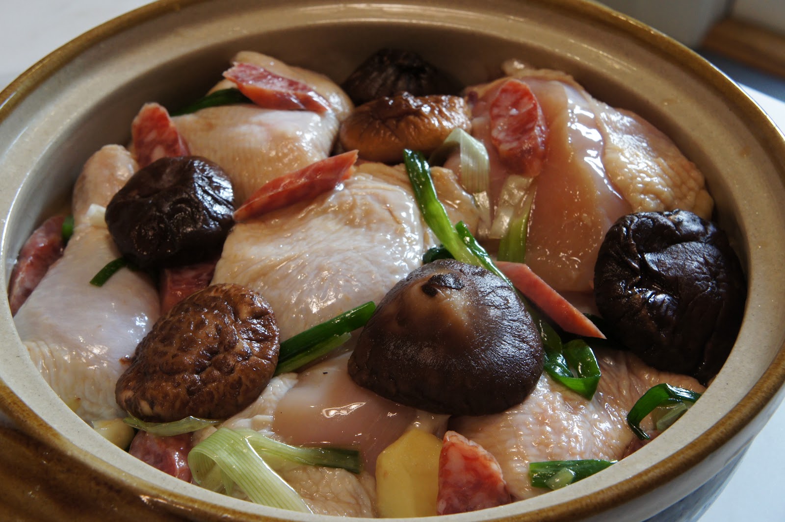 Clay Pot Chicken with Chinese Sausage and Mushrooms
