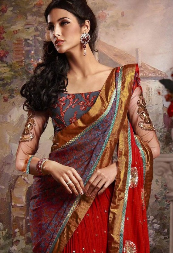 indian wedding multi colour sari designs1 - indian wedding saris designs pics