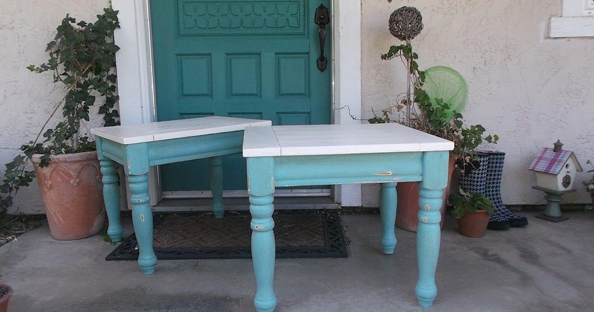 living a cottage life Furniture Project Turquoise Distressed Tables