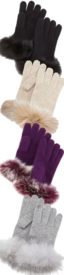 Sofia Cashmere Cashmere fur cuff gloves