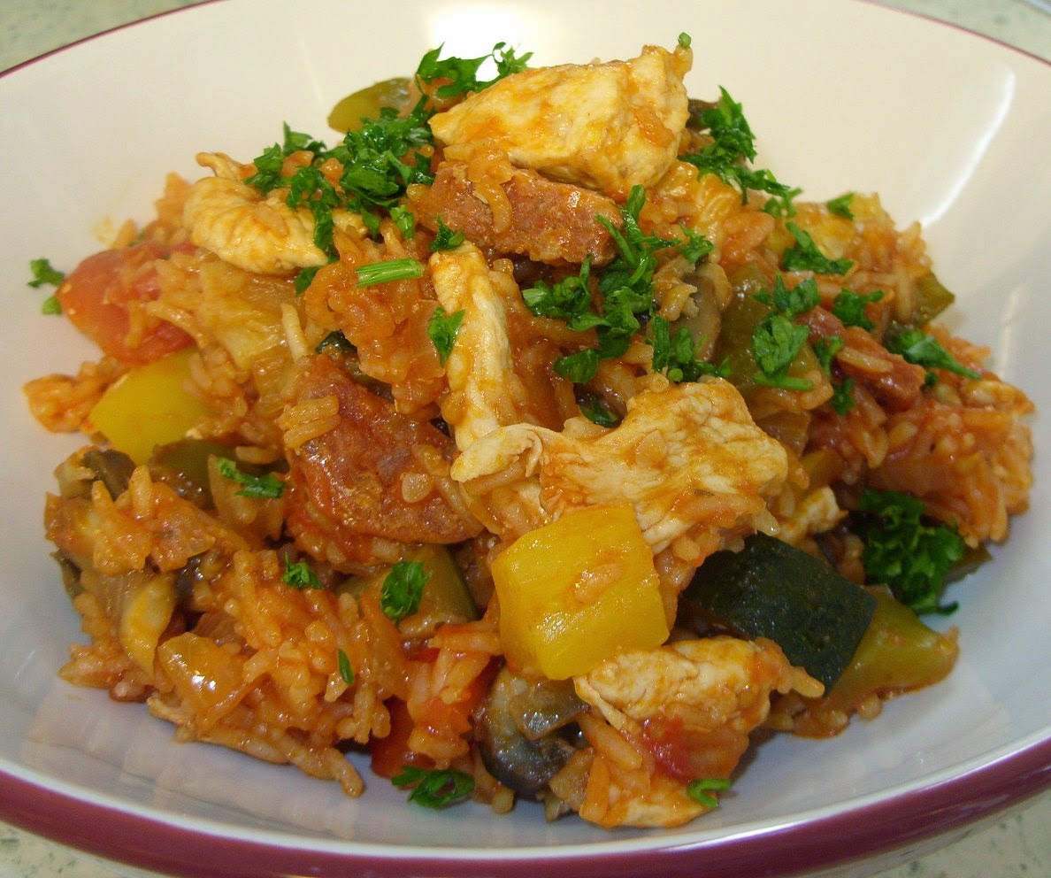 Jenny Eatwell's Rhubarb & Ginger Chicken and chorizo Jambalaya