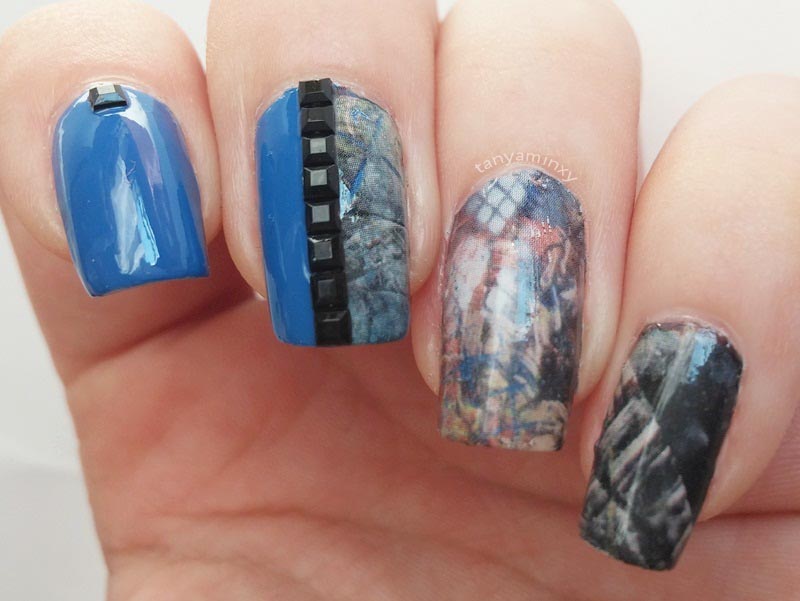 Blue Blacks Studs BPS Water Decals Nails Nail Art Design Manicure NOTD