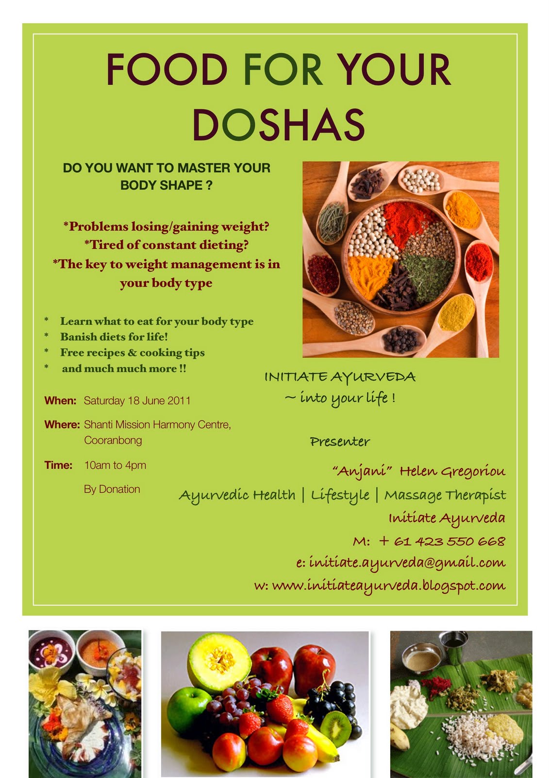 Anjani Venusia Ayurvedic Food For Your Doshas