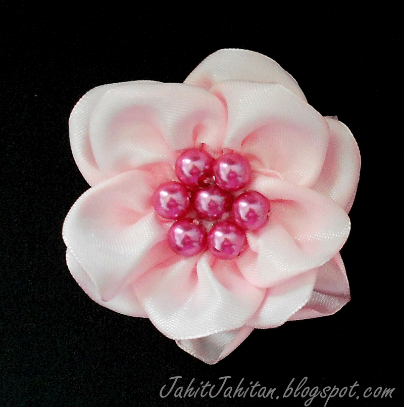 My Sewing Satin Ribbon Brooch with Decorative Beads