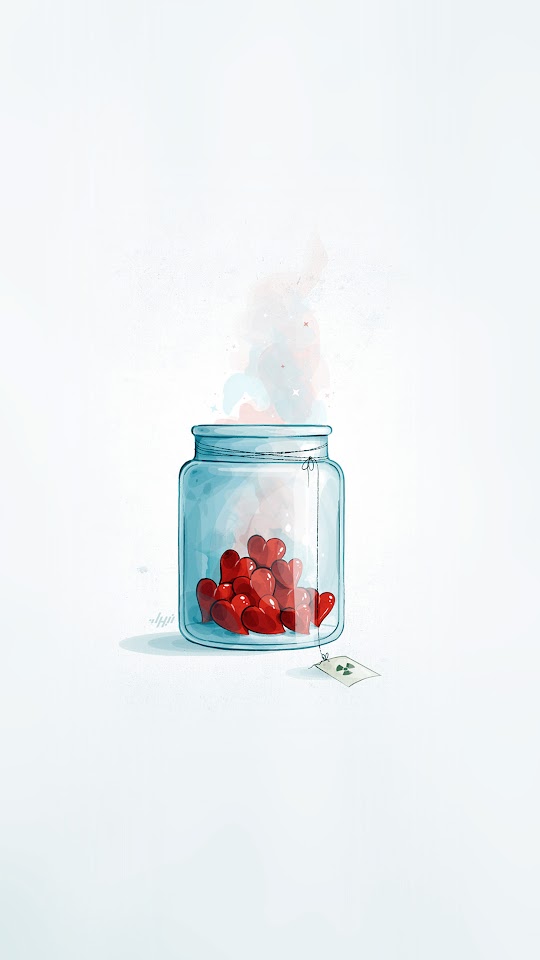 Jar Of Hearts Illustration Cute Android Wallpaper