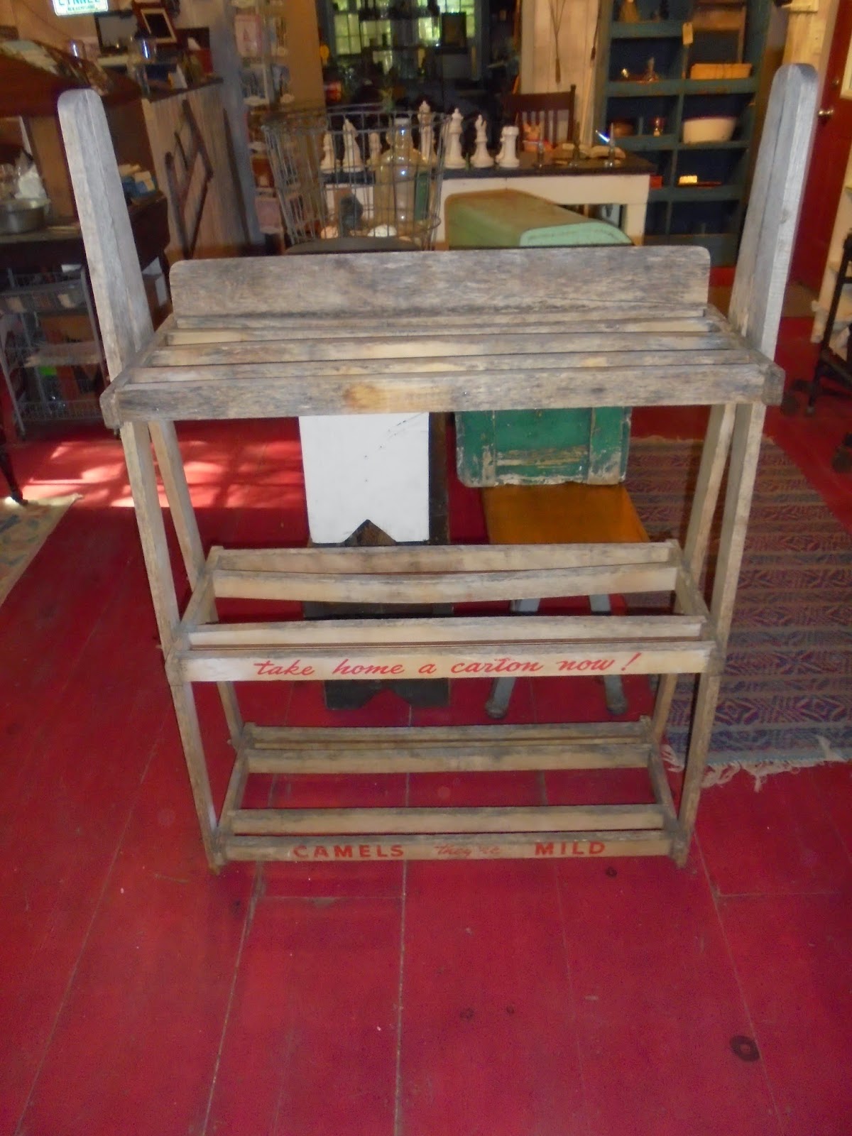 Log Cabin Antiques & Gifts Vintage wooden Camel cigarettes store